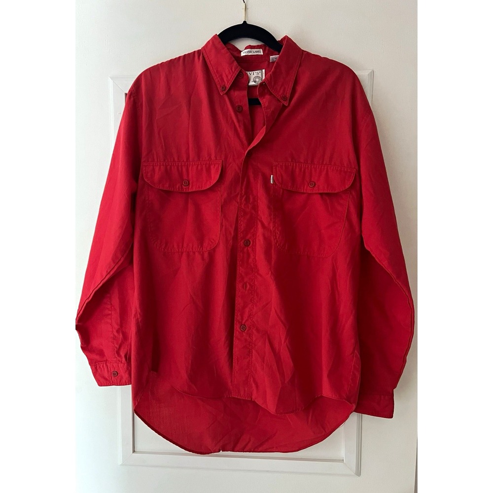 Levi’s Silver Label Men’s M Red Long Sleeve Button-Down Up Pockets Vintage 46x27